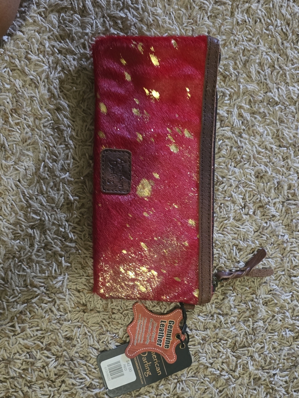 American Darling Red Wallet with Gold Splatter